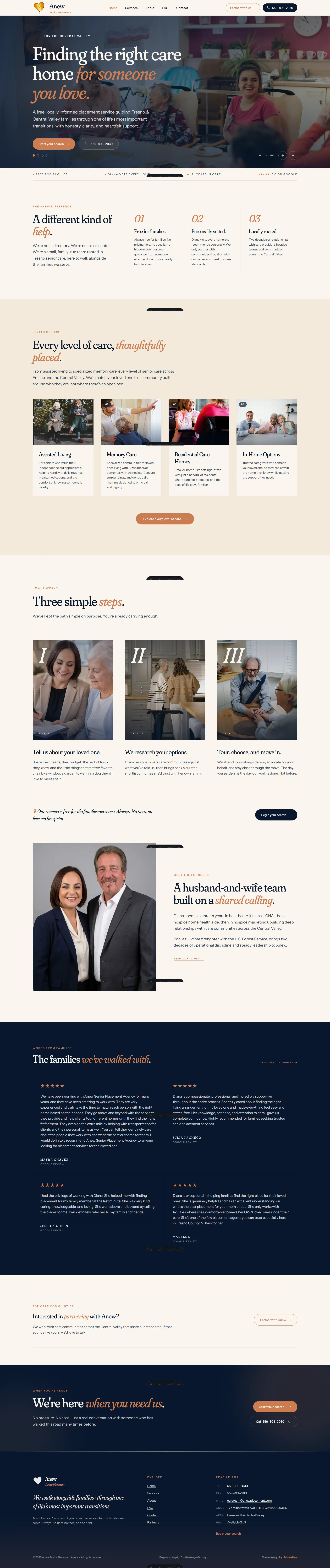 Anew Senior Placement homepage